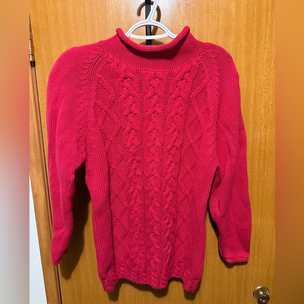 Vintage karuba Red Cable Knit Turtleneck Sweater
